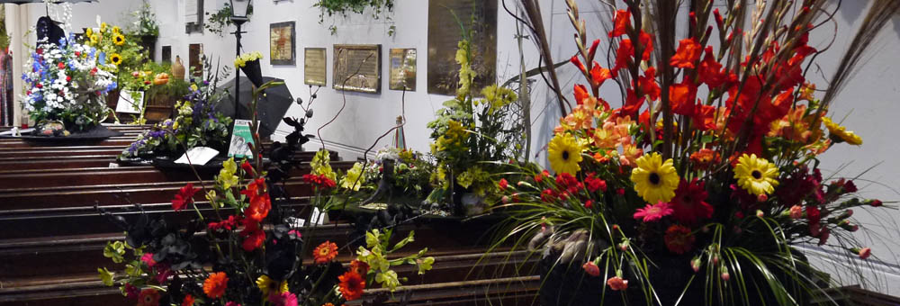 Newton Toney Wiltshire village image of St Andrews church floral display
