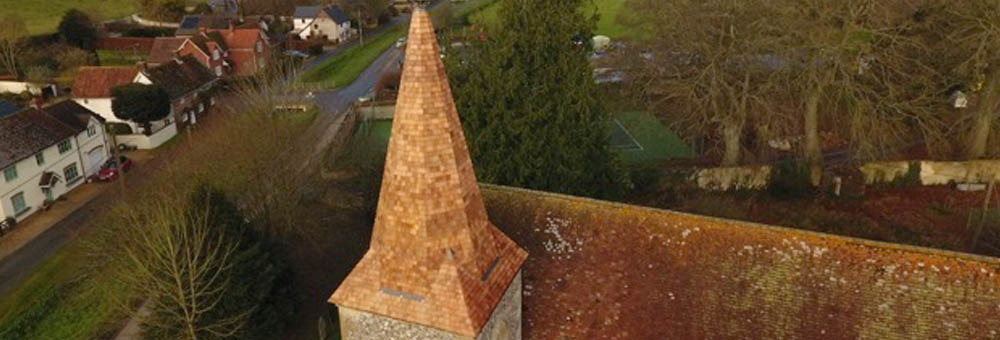 Newton Toney Wiltshire village aerial image of St Andrews church