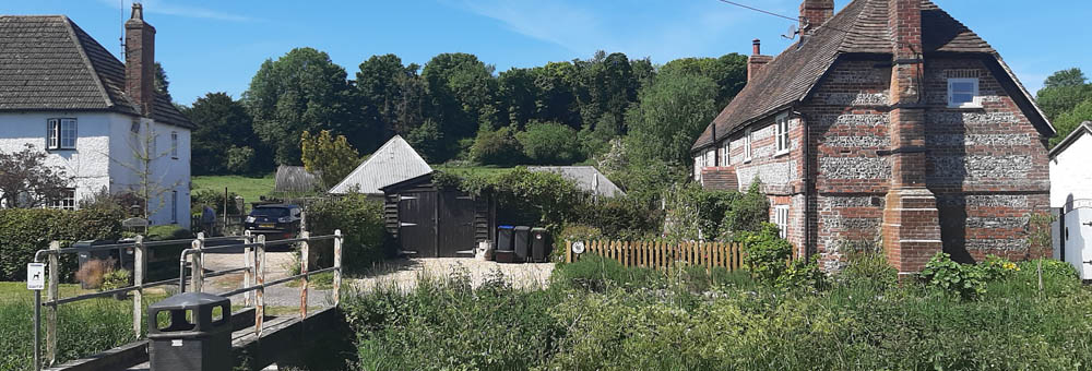 Newton Toney Wiltshire village image of the River Bourne bridge